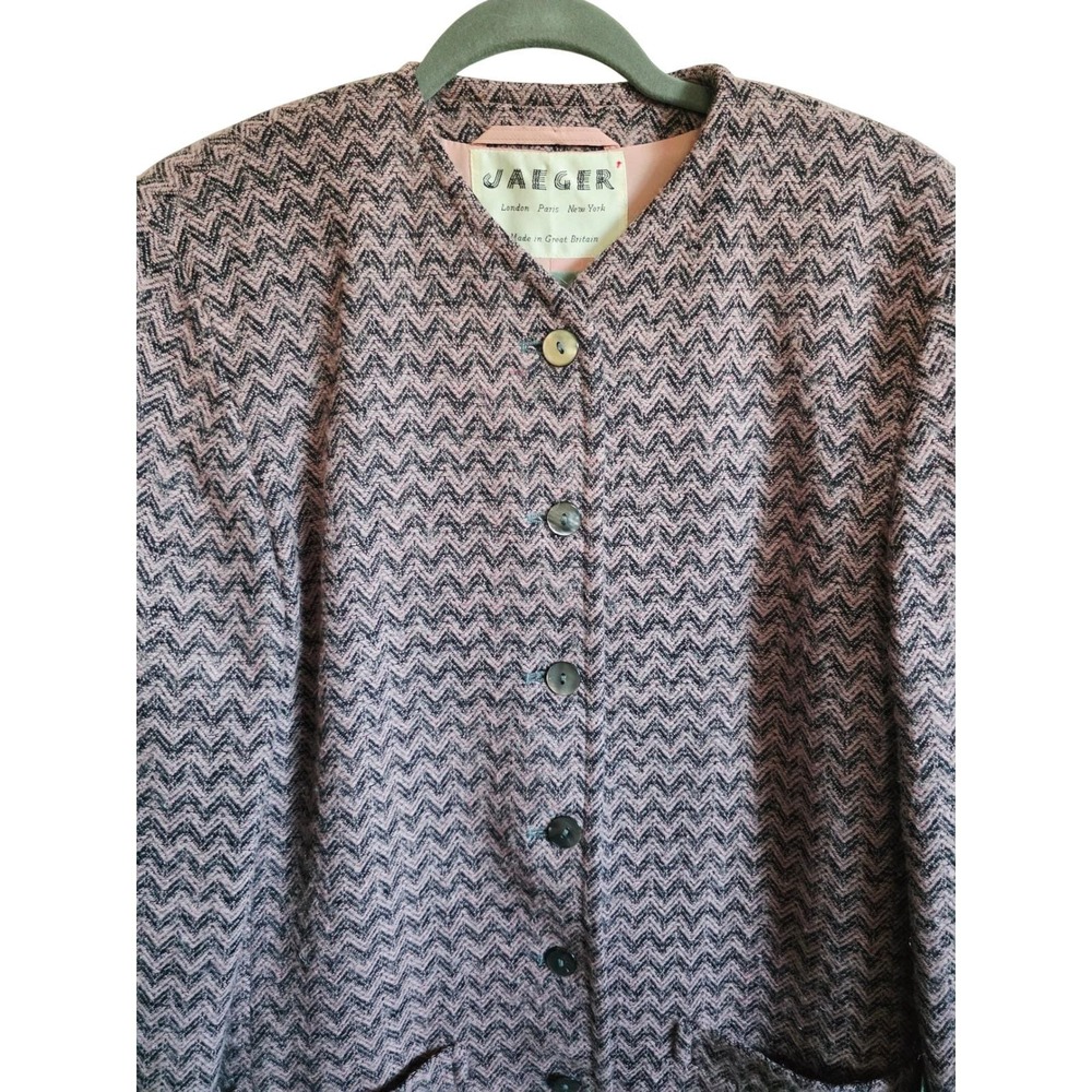 Jaeger 8 Vintage Women's Pink Chevron Blazer Jacket Great Britain Wool‎ Mohair - Picture 6 of 13